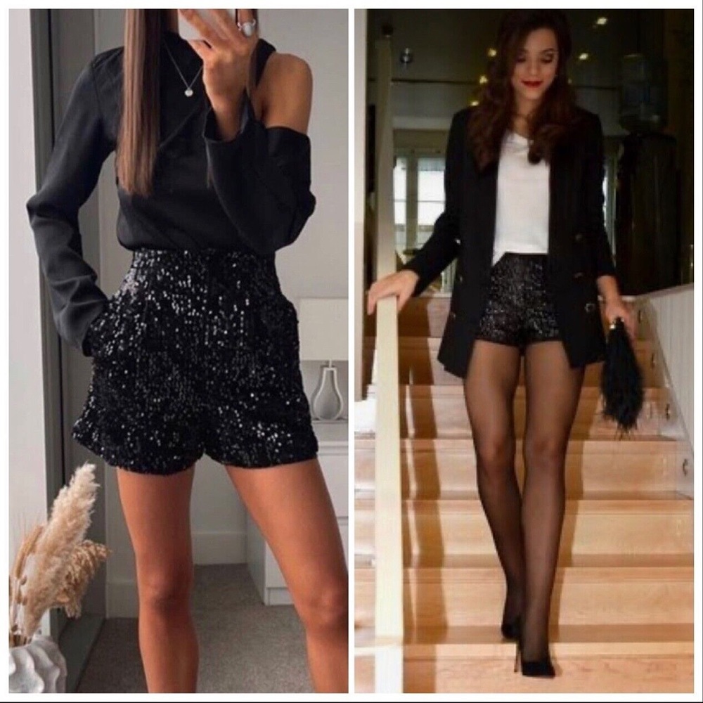 Zara Black Sequin Shorts
